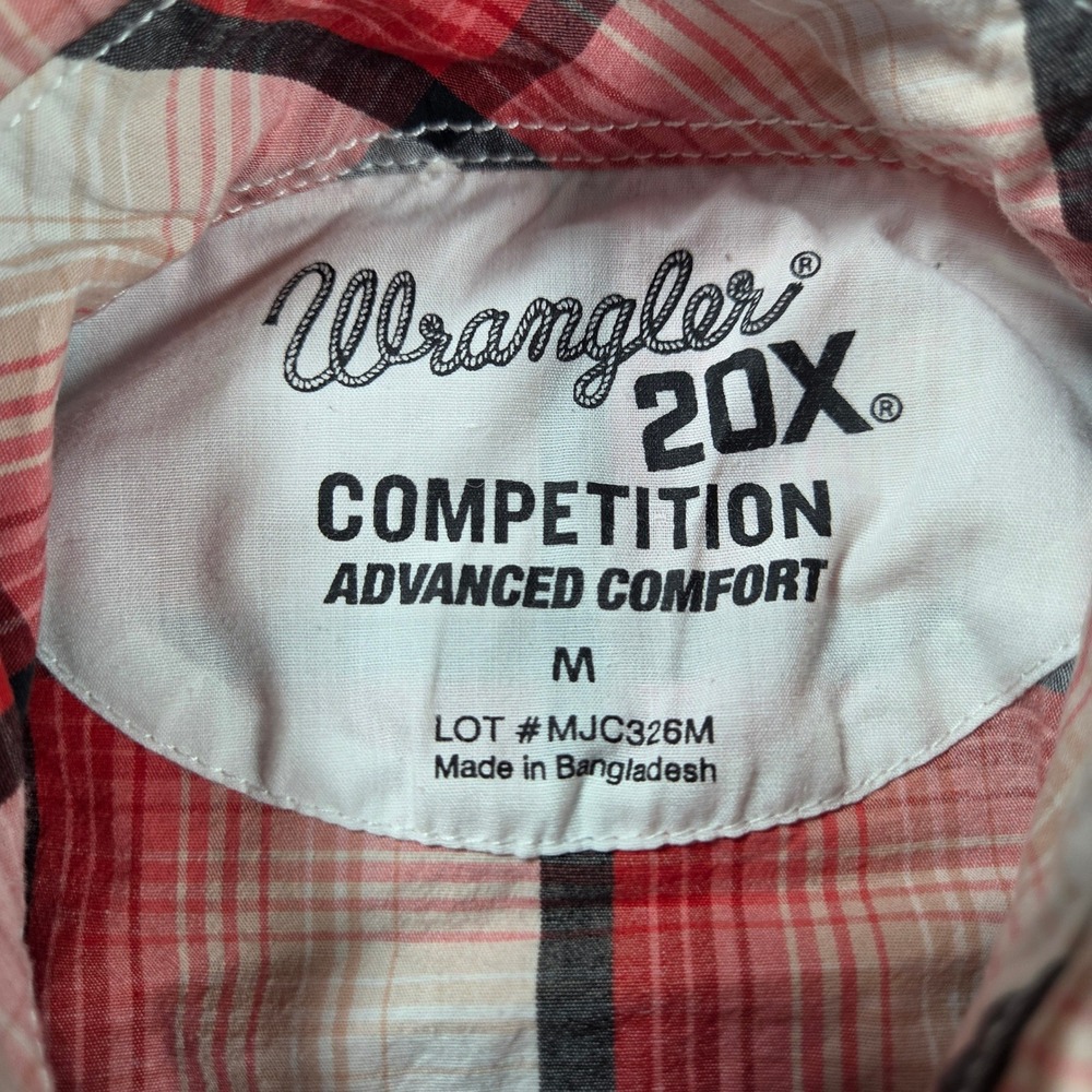 Wrangler 20X Competition Mens Red Plaid Western Pearl Snap Shirt MJC326M Medium - Picture 4 of 12